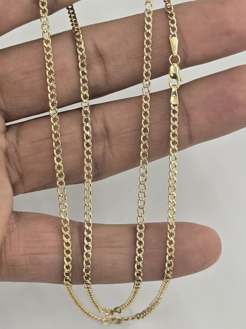 10k Real Gold Cuban Diamondcut Chain 2.4mm 22 Inches